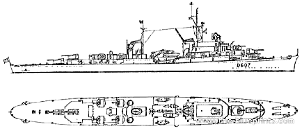 Корабль NF Guichen (AA Cruiser) (ex RN Scipione Africano) - чертежи, габариты, рисунки