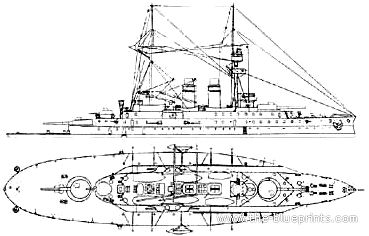 Боевой корабль NF Henry IV (1903) - чертежи, габариты, рисунки