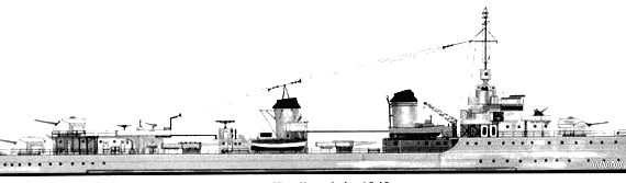 Боевой корабль NF Le Hardi (Destroyer) (1940) - чертежи, габариты, рисунки