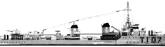 Боевой корабль NF Le Hardi (Destroyer) (1941) - чертежи, габариты, рисунки