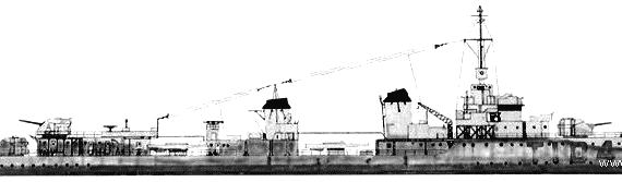 Боевой корабль NF Le Lansquenet (Le Hardi Class Destroyer) - чертежи, габариты, рисунки