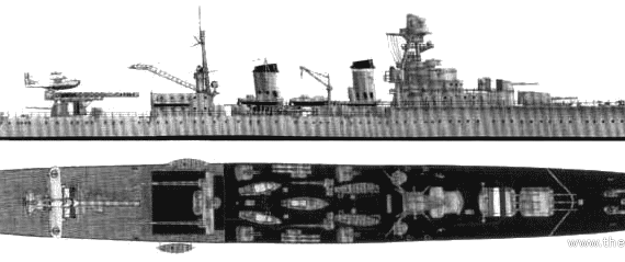 Боевой корабль NF Marseillaise (Light Cruiser) (1938) - чертежи, габариты, рисунки