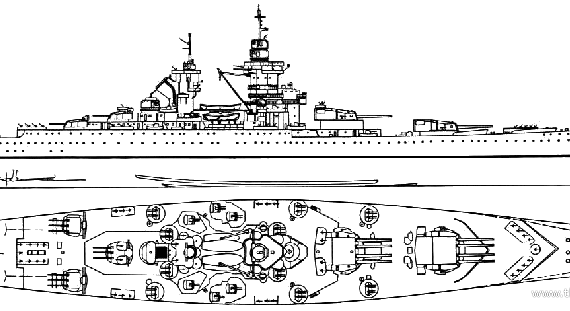 Combat ship NF Richelieu - drawings, dimensions, figures
