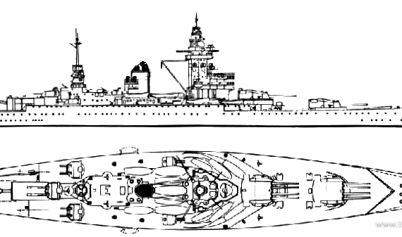 Боевой корабль NF Strasbourg - чертежи, габариты, рисунки