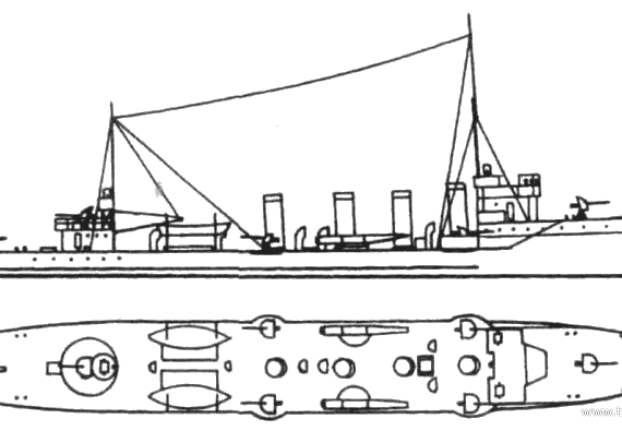 NKM Draug (Torpedo Boat) - Norway (1914) - drawings, dimensions, pictures