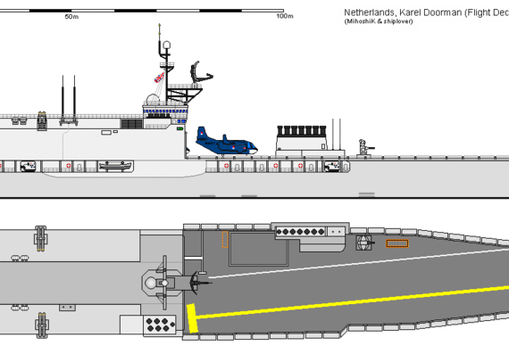 Корабль NL CVS Flight Deck Spruance Karel Doorman AU - чертежи, габариты, рисунки