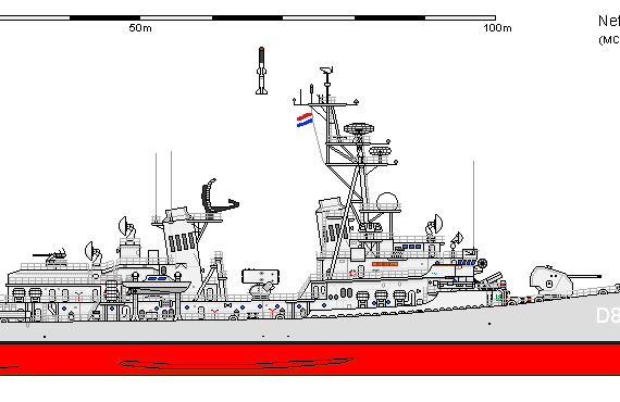 Корабль NL DDG Adams Gelderland AU - чертежи, габариты, рисунки