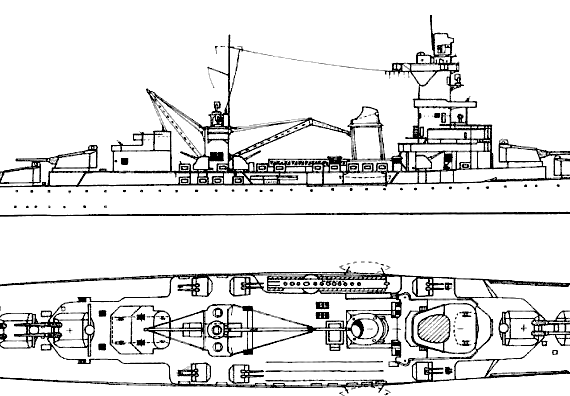 Крейсер NMF Algerie 1942 (Heavy Cruiser) - чертежи, габариты, рисунки