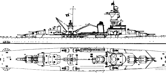 Корабль NMF Algerie (Heavy Cruiser) (1942) - чертежи, габариты, рисунки