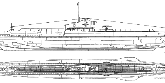 NMF Argonaute (Submarine) (1942) - drawings, dimensions, pictures