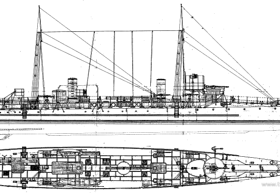 Корабль NMF Belier (Destroyer) (1916) - чертежи, габариты, рисунки