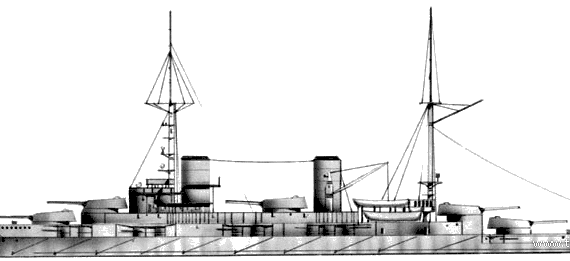 Боевой корабль NMF Bretagne (Battleship) - чертежи, габариты, рисунки