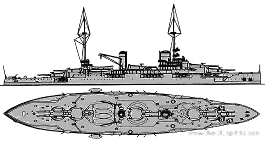 Корабль NMF Bretagne (Battleship) (1916) - чертежи, габариты, рисунки