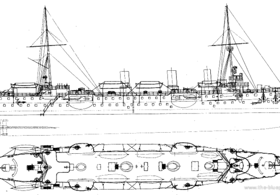 Корабль NMF Cassard (Protected Cruiser) (1902) - чертежи, габариты, рисунки