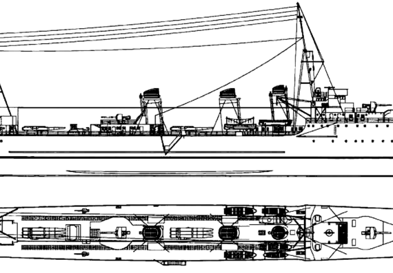 Эсминец NMF Chacal (Destroyer) - чертежи, габариты, рисунки
