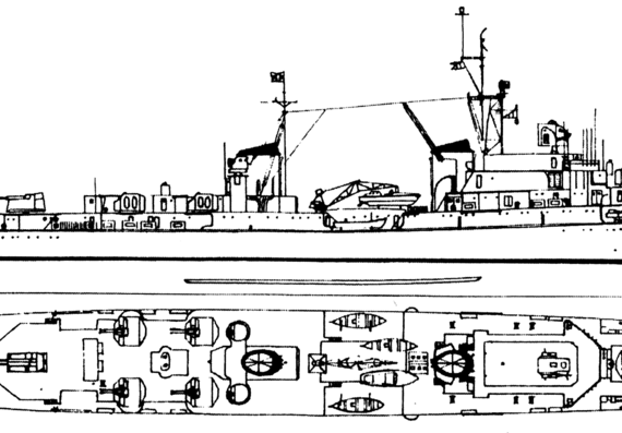 Cruiser NMF Chateaurenault D607 1954 (ec RN Attilio Regolo Light Cruiser) - drawings, dimensions, pictures