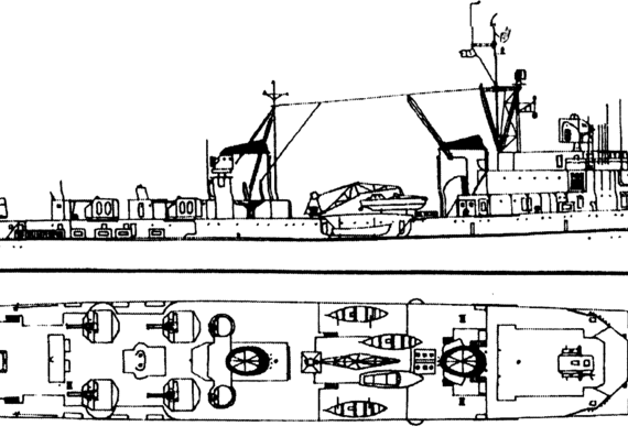 Крейсер NMF Chateaurenault D607 1957 (ec RN Attilio Regolo Light Cruiser) - чертежи, габариты, рисунки