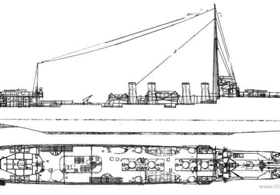 Корабль NMF Cimeterre (Destroyer) (1916) - чертежи, габариты, рисунки