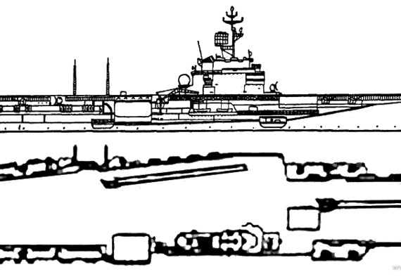 Корабль NMF Clemenceau (Aircraft Carrier) - чертежи, габариты, рисунки