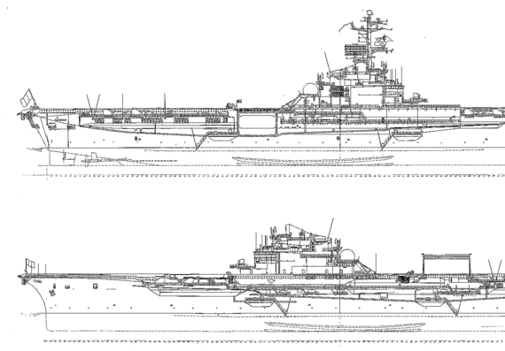 Корабль NMF Clemenceau R98 (Aircraft Carrier) (1957) - чертежи, габариты, рисунки