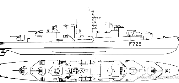 Корабль NMF Commandant Riviere (Frigate) - чертежи, габариты, рисунки