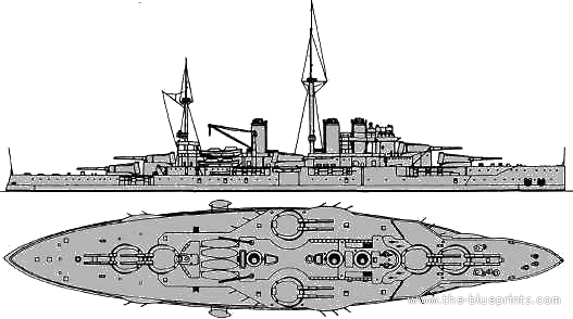 NMF Courbet (Battleship) (1914) - drawings, dimensions, pictures