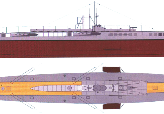 Подводная лодка NMF Curie 1915 (Submarine) - чертежи, габариты, рисунки