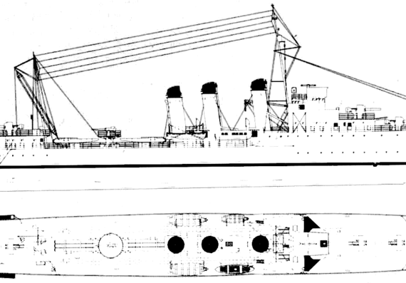 Эсминец NMF Cyclone 1926 (Destroyer) - чертежи, габариты, рисунки