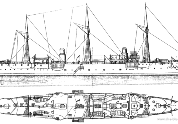 Корабль NMF D'Estraes (Protected Cruiser) (1913) - чертежи, габариты, рисунки