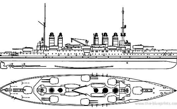 NMF Danton (Battleship) (1910) - drawings, dimensions, pictures