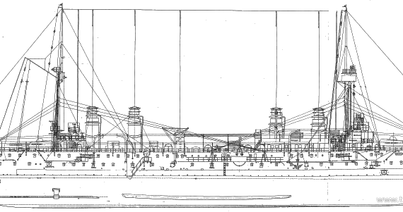 NMF Desaix (Armoured Cruiser) (1914) - drawings, dimensions, pictures