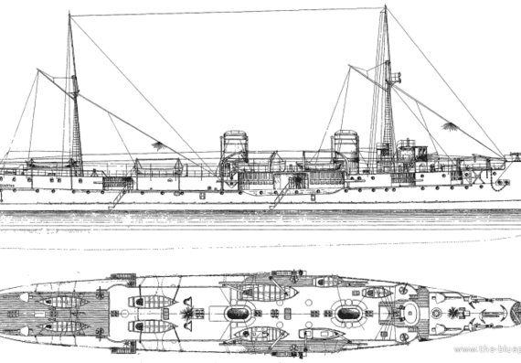Корабль NMF Descartes (Protected Cruiser) (1899) - чертежи, габариты, рисунки