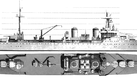 Корабль NMF Duguay Trouin (Light Cruiser) (1943) - чертежи, габариты, рисунки