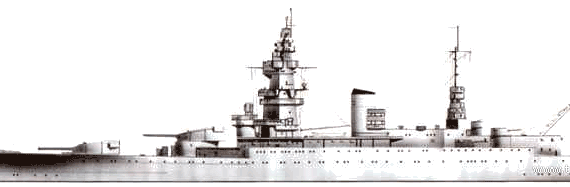 Корабль NMF Dunkerque (Battleship) (1933) - чертежи, габариты, рисунки