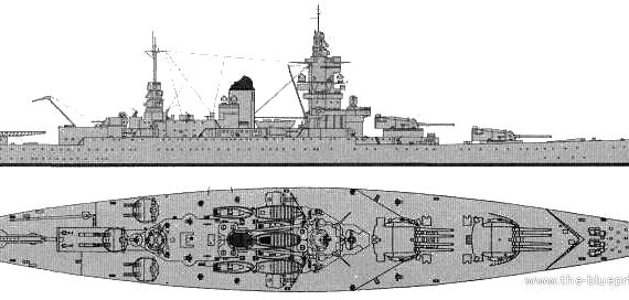 Корабль NMF Dunkerque (Battleship) (1939) - чертежи, габариты, рисунки