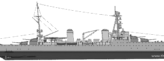 Крейсер NMF Duquesne (Heavy Cruiser) (1939) - чертежи, габариты, рисунки