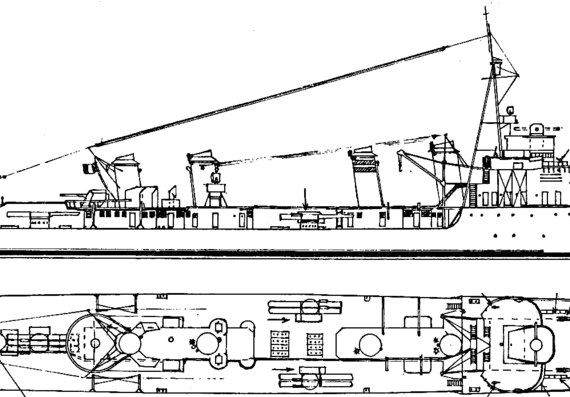 Корабль NMF Epervier (Destroyer) (1942) - чертежи, габариты, рисунки