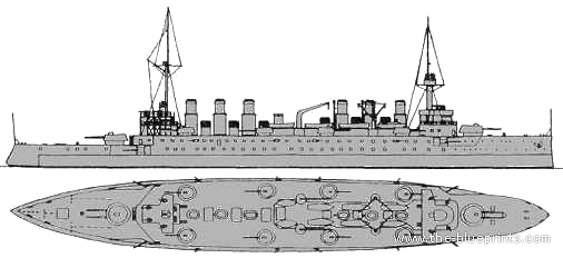 Корабль NMF Ernest Renan (Armoured Cruiser) (1912) - чертежи, габариты, рисунки