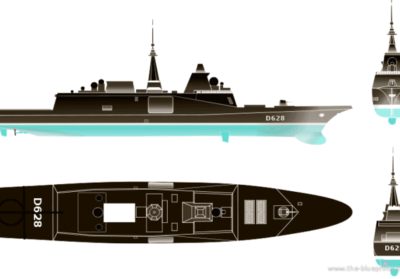 Корабль NMF FREMM (Frigate) - чертежи, габариты, рисунки