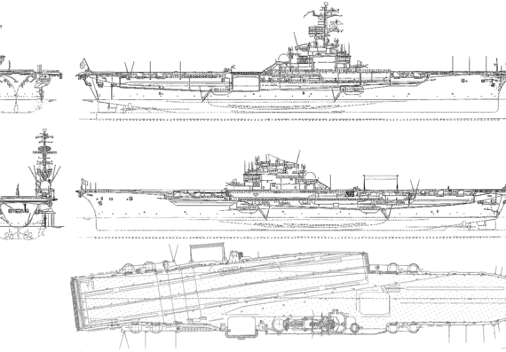 Корабль NMF Foch R99 (Aircraft Carrier) (1960) - чертежи, габариты, рисунки