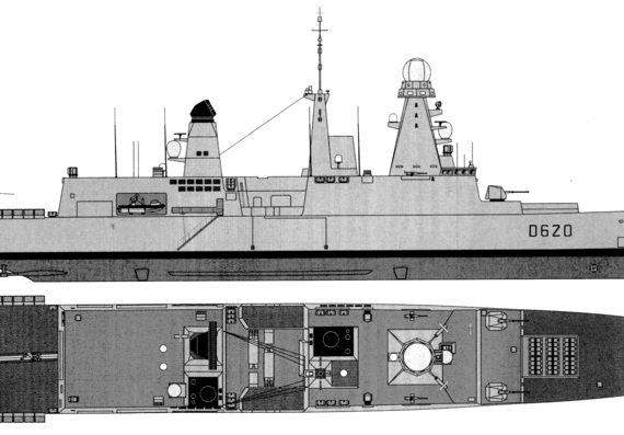 Эсминец NMF Forbin D620 2010 (Destroyer) - чертежи, габариты, рисунки