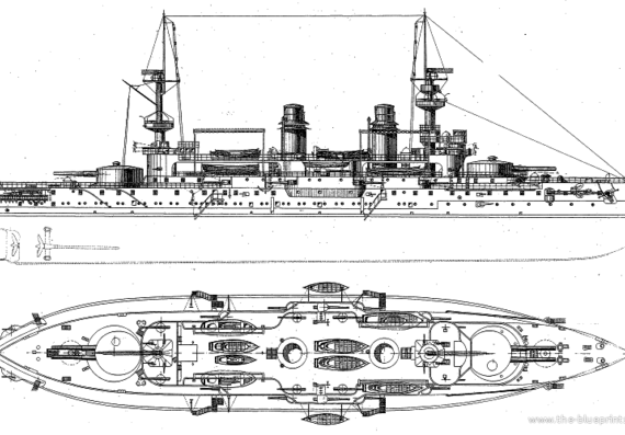 Корабль NMF Gaulois (Battleship) (1899) - чертежи, габариты, рисунки