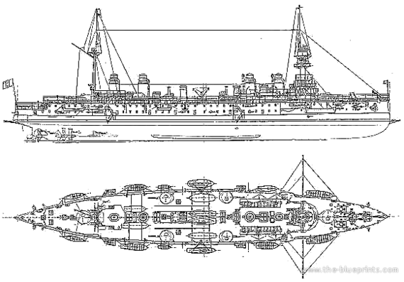 Корабль NMF Gloire (Cruiser) (1900) - чертежи, габариты, рисунки