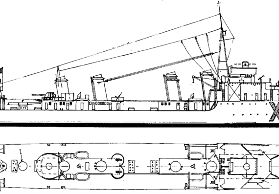 Корабль NMF Guepard (Destroyer) (1942) - чертежи, габариты, рисунки