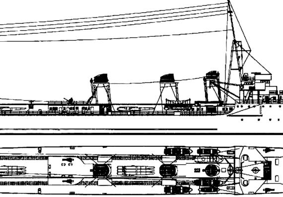 Эсминец NMF Jaguar 1940 (Destroyer) - чертежи, габариты, рисунки
