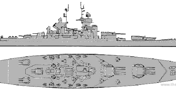 Корабль NMF Jean Bart (Battleship) (1958) - чертежи, габариты, рисунки