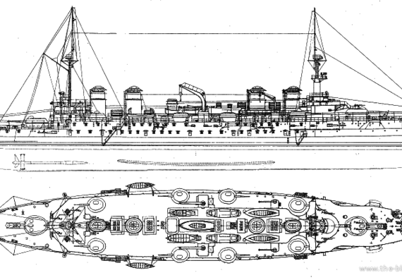 Корабль NMF Jules Michelet (Armoured Cruiser) (1914) - чертежи, габариты, рисунки