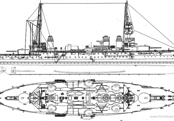 NMF Justice (Battleship) (1909) - drawings, dimensions, pictures