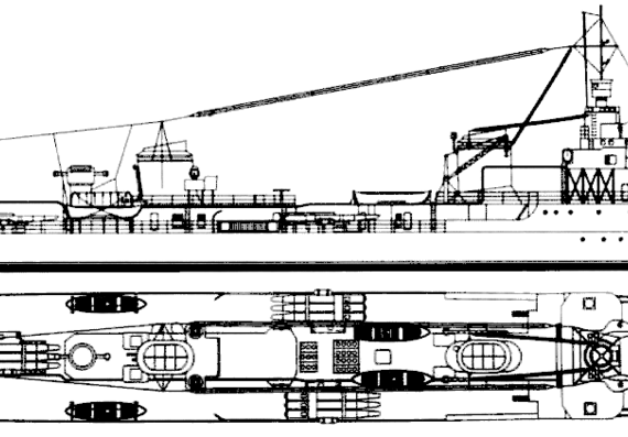 Эсминец NMF L'Indomptable 1941 (Destroyer) - чертежи, габариты, рисунки