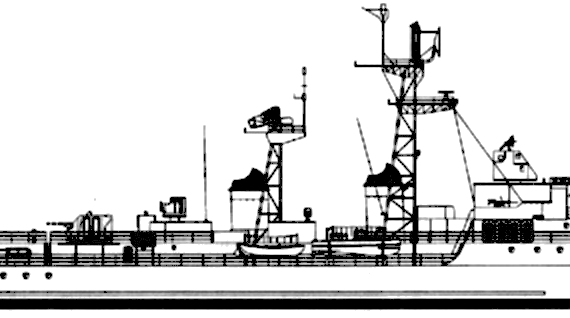 Эсминец NMF La Bourdonnais D636 1960( T 53 class Destroyer) - чертежи, габариты, рисунки